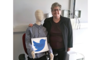 Plumbing & Mechanical Editor Kelly Faloon with one of the Center for the Built Environment’s thermal manikins