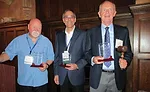 From left: Paul Lansford (Manufacturers Marketing), Jay S. Schechter (Focus Sales), and Larry Hobbs (The Carr Company) were inducted to the AIM/R Hall of Fame during the 2016 conference