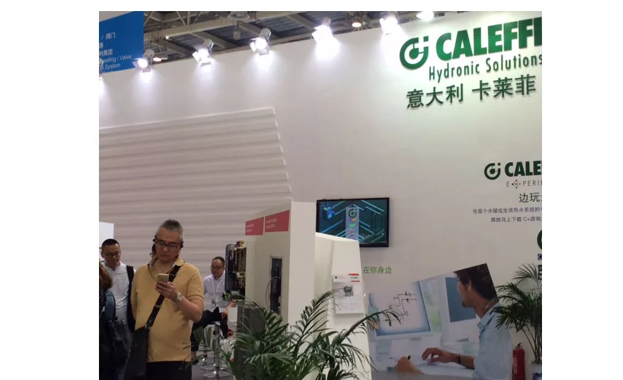 Caleffi welcomes visitors at ISH China/CIHE to its green-themed booth.