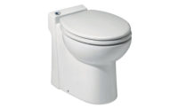 The SANICOMPACT toilet from Saniflo uses 38 percent less water per flush than a conventional toilet while its compact