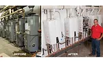 Jason Richards of A+ Plumbing, Heating, Cooling, Inc. replaced leaking tank water heaters with Navien NPE tankless units