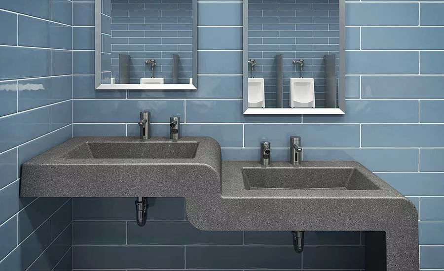 Multi-level handwashing stations pair adult-height sinks