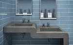 Multi-level handwashing stations pair adult-height sinks