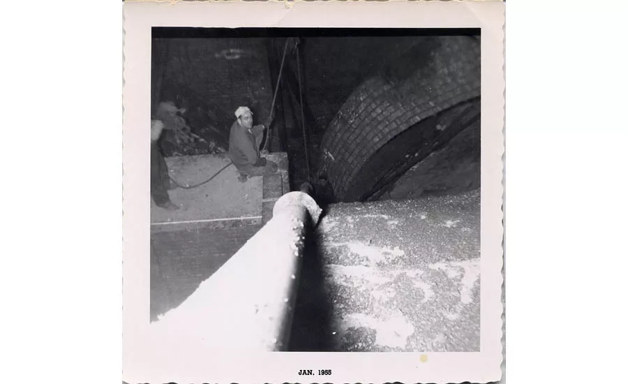 Mickey McQuillan hard at work in 1955