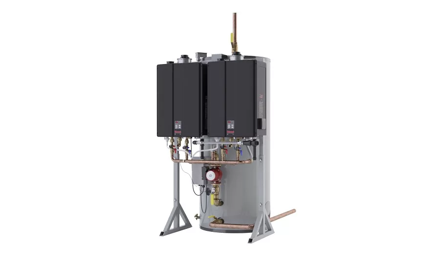 Hybrid commercial water heating system from Rinnai