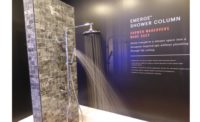 Delta Faucet’s Emerge shower column, as the sign says, helps a homeowner transform a shower space