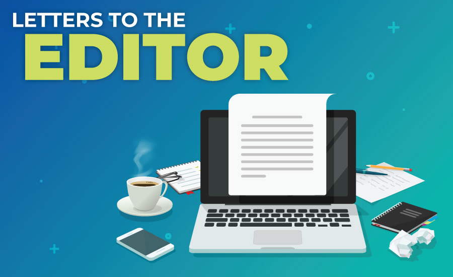 Letters to the Editor header with laptop, stationery and smartphone