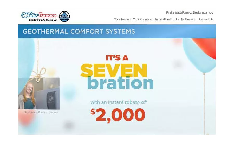 WaterFurnace SEVENbration rebate event